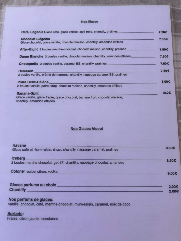 Carte restaurant