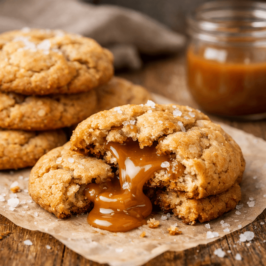 Cookies croustillants au cœur fondant de caramel au beurre salé