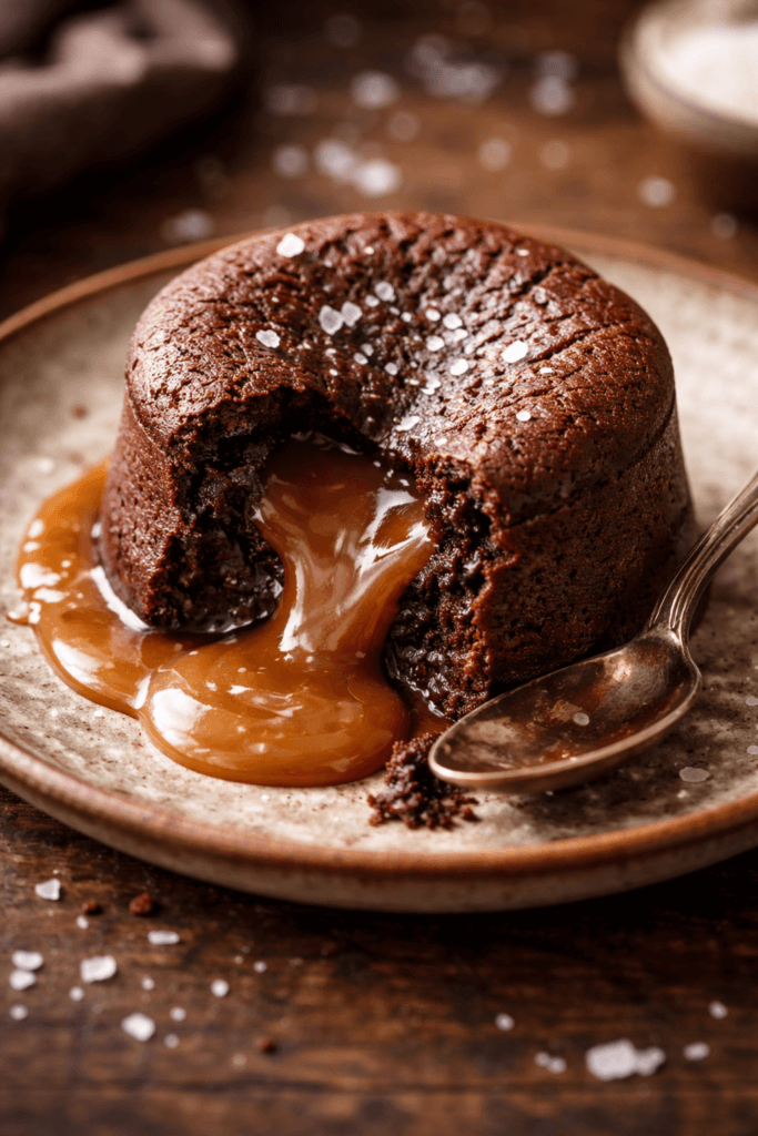 Fondant au chocolat cœur caramel beurre salé avec cœur coulant