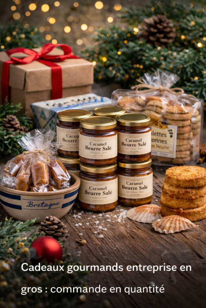 Cadeaux gourmands pour entreprise en gros avec pots de caramel beurre salé artisanal breton