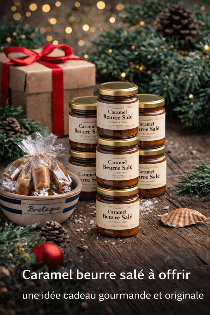 Pot de caramel beurre salé artisanal à offrir comme cadeau gourmand