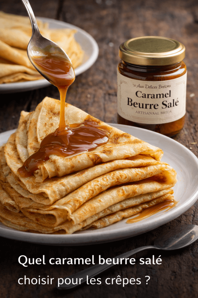 Crêpes avec caramel beurre salé artisanal coulant dessus